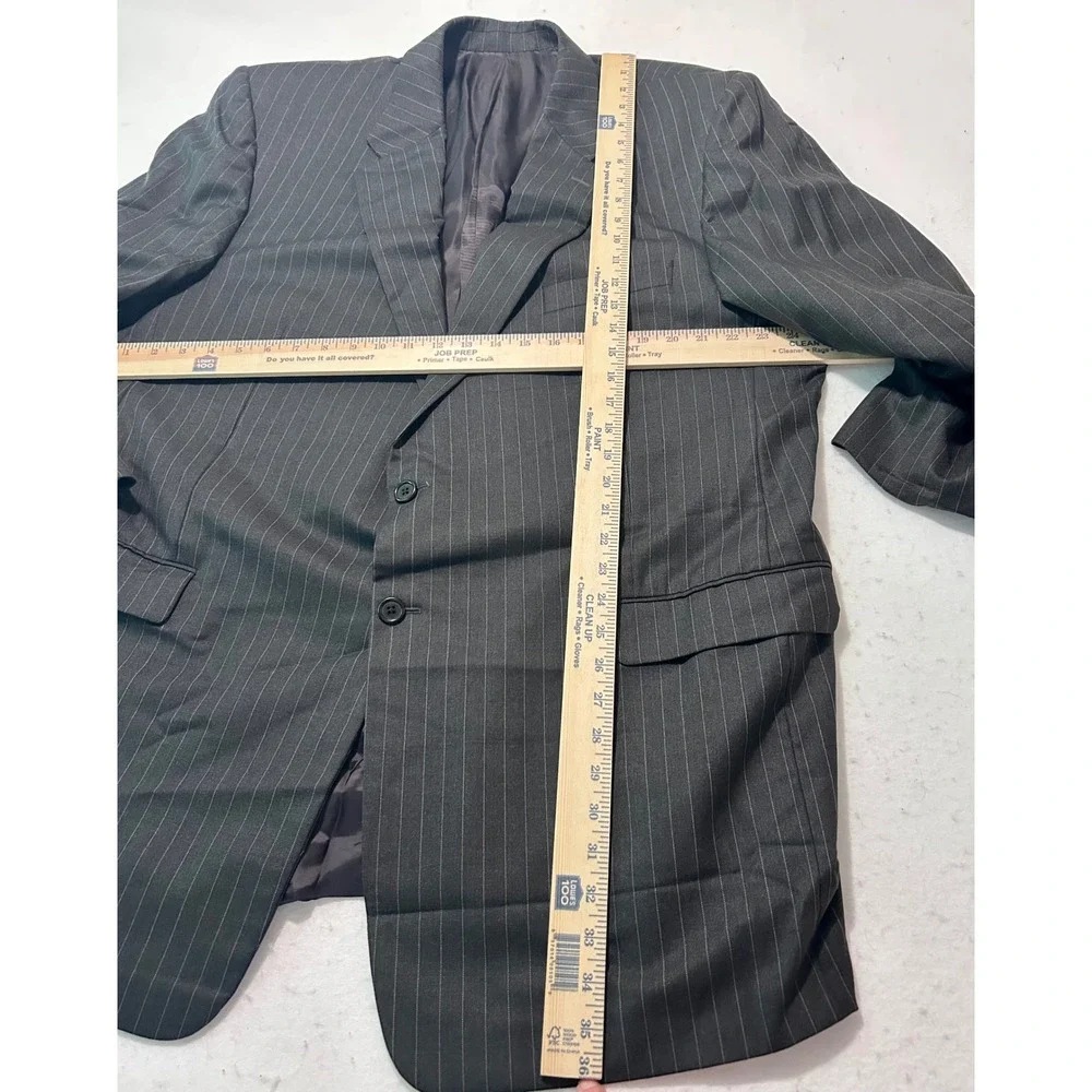 Hickey Freeman Loro Piana Tasmanian Super 130s Pinstripe Blazer Jacket 52L Gray